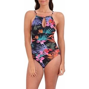 Jessica Simpson Ladies' One Piece Black Floral Swimsuit Size XL